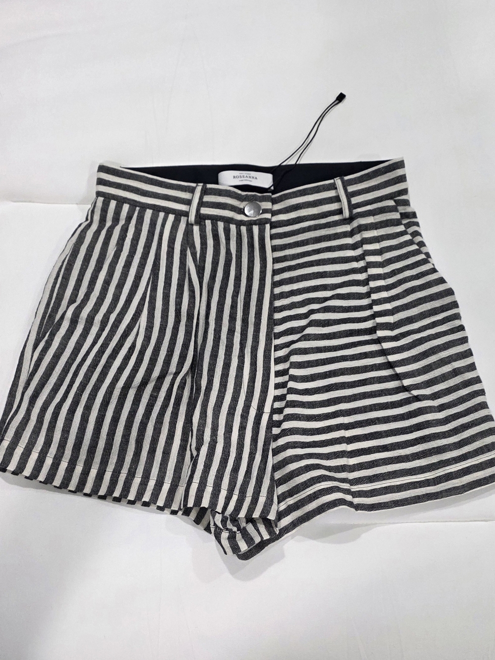 Rosanna Black & White Striped High-Waist Shorts